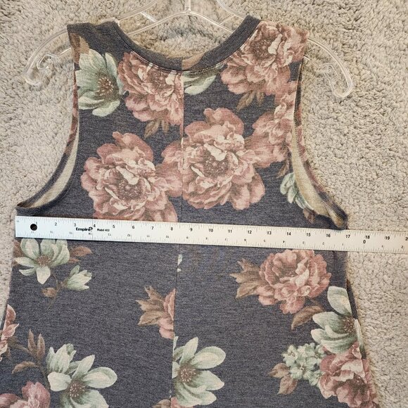 Fortune Ivy Dress Charcoal Gray Pink Floral Knee Length A-Line Beach Size Medium - Picture 6 of 7